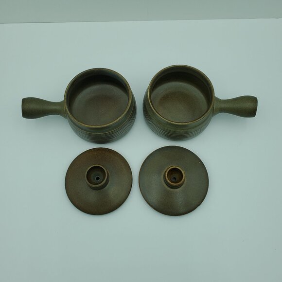 Denby Langley Sherwood Stick Handle Soup Bowls Lidded Chili Chowder Crocks - Picture 3 of 5